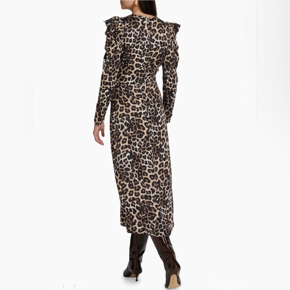 FARM Rio - Animal - Leopard Print MIDI Dress with V-neck - size Medium - NWT - Picture 3 of 16